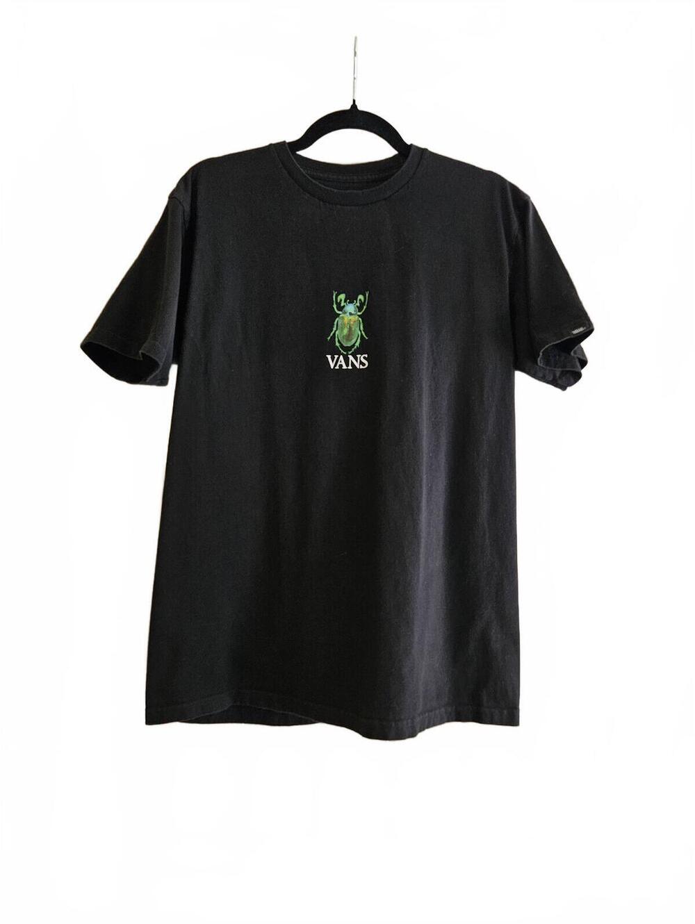 Vans Classic Fit Black T-Shirt with Green Beetle Graphic-Size Medium